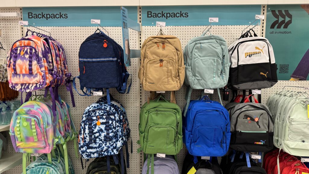Target Backpacks 2 display of backpacks at Target