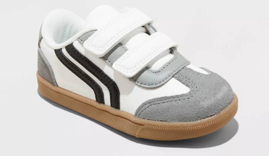 Toddler Dakota Retro Court Sneakers grey, white, and black toddler sneaker