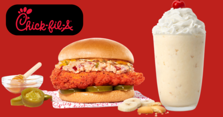Chick Fil A Honey Pepper Pimento Chicken Sandwich Banana Pudding Milkshakes Now at Chick Fil A!