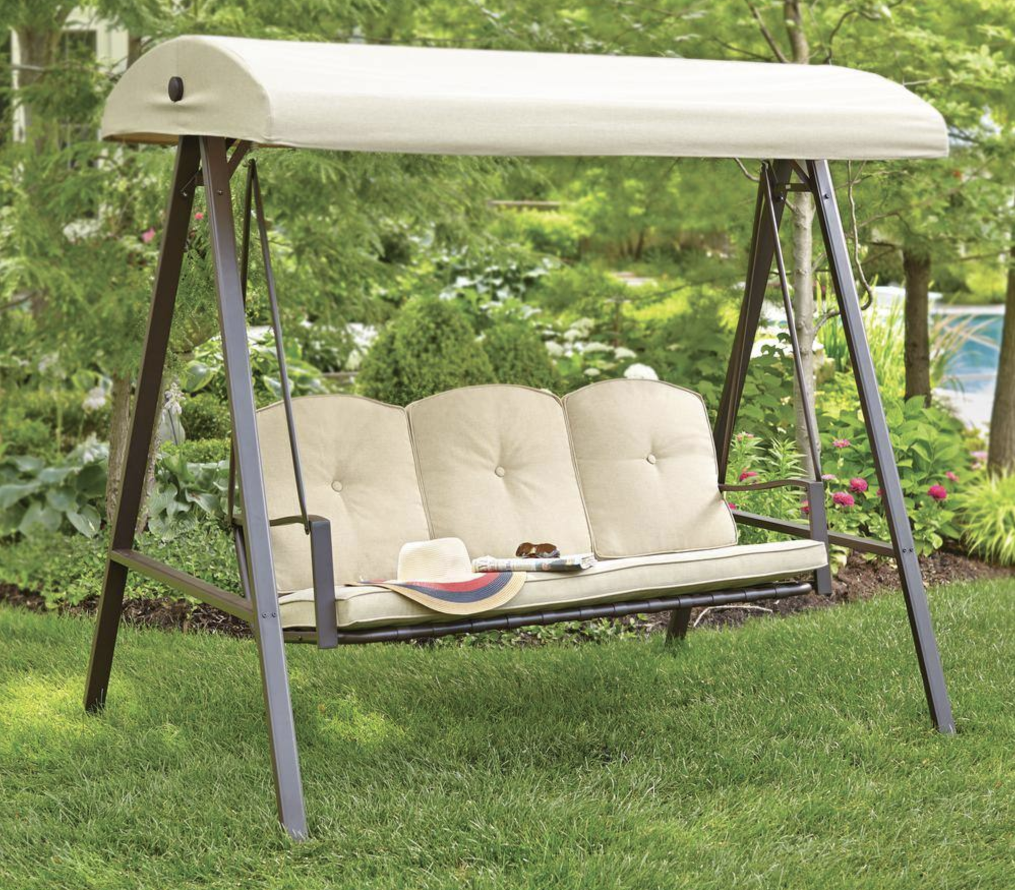 Cunningham 3 Person Metal Outdoor Patio Swing with Canopy Cunningham 3 Person Metal Outdoor Patio Swing with Canopy