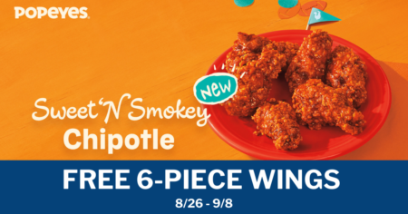 FREE 6 piece Wings at Popeyes