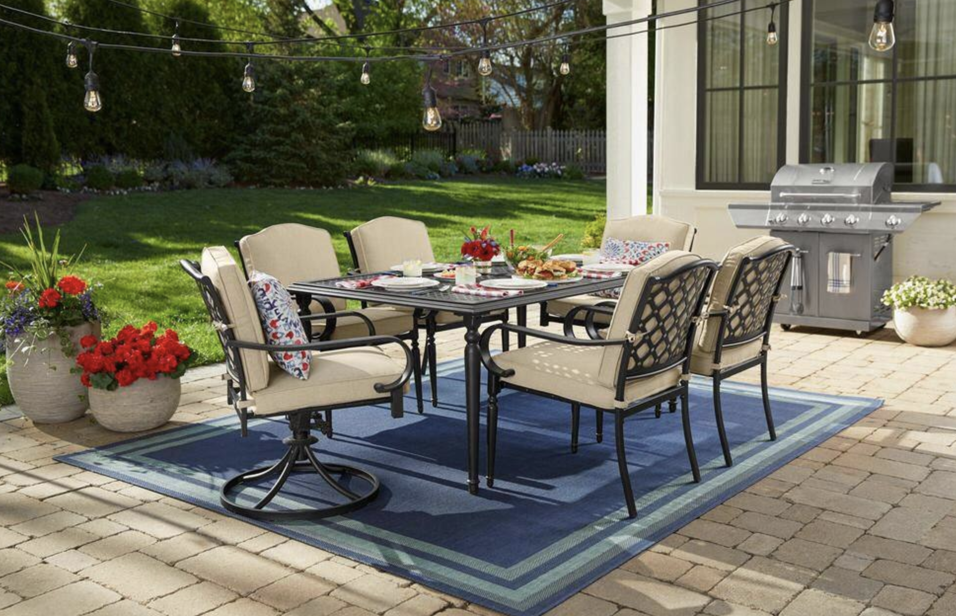 Hampton Bay Laurel Oaks 7 Piece Dark Brown Steel Outdoor Patio Dining Set with CushionGuard Putty Cushions Hampton Bay Laurel Oaks 7 Piece Dark Brown Steel Outdoor Patio Dining Set with CushionGuard Putty Cushions