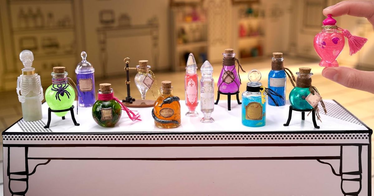 row of mini potions on a table