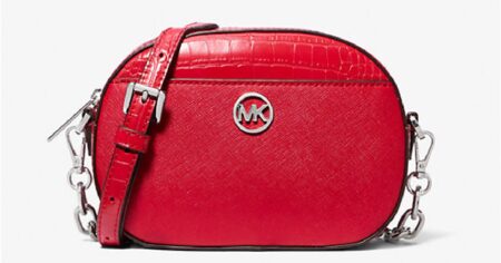 MICHAEL KORS Jet Set Glam Leather Crossbody Bag