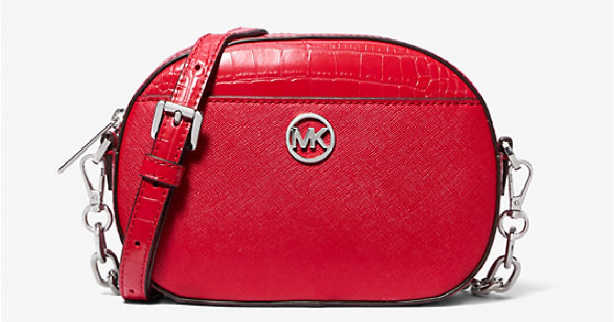 MICHAEL KORS Jet Set Glam Leather Crossbody Bag