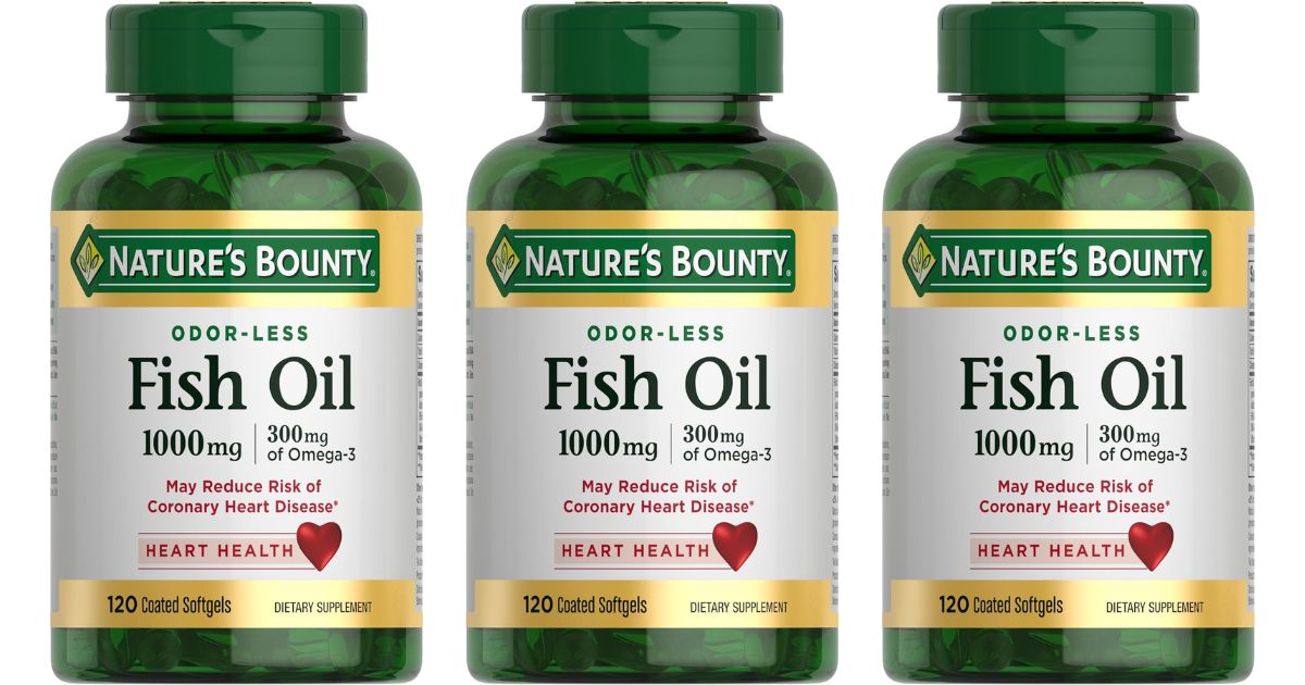 bottles of Nature s Bounty Fish Oil