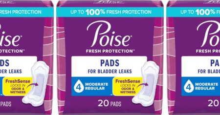 row of Poise pad packages