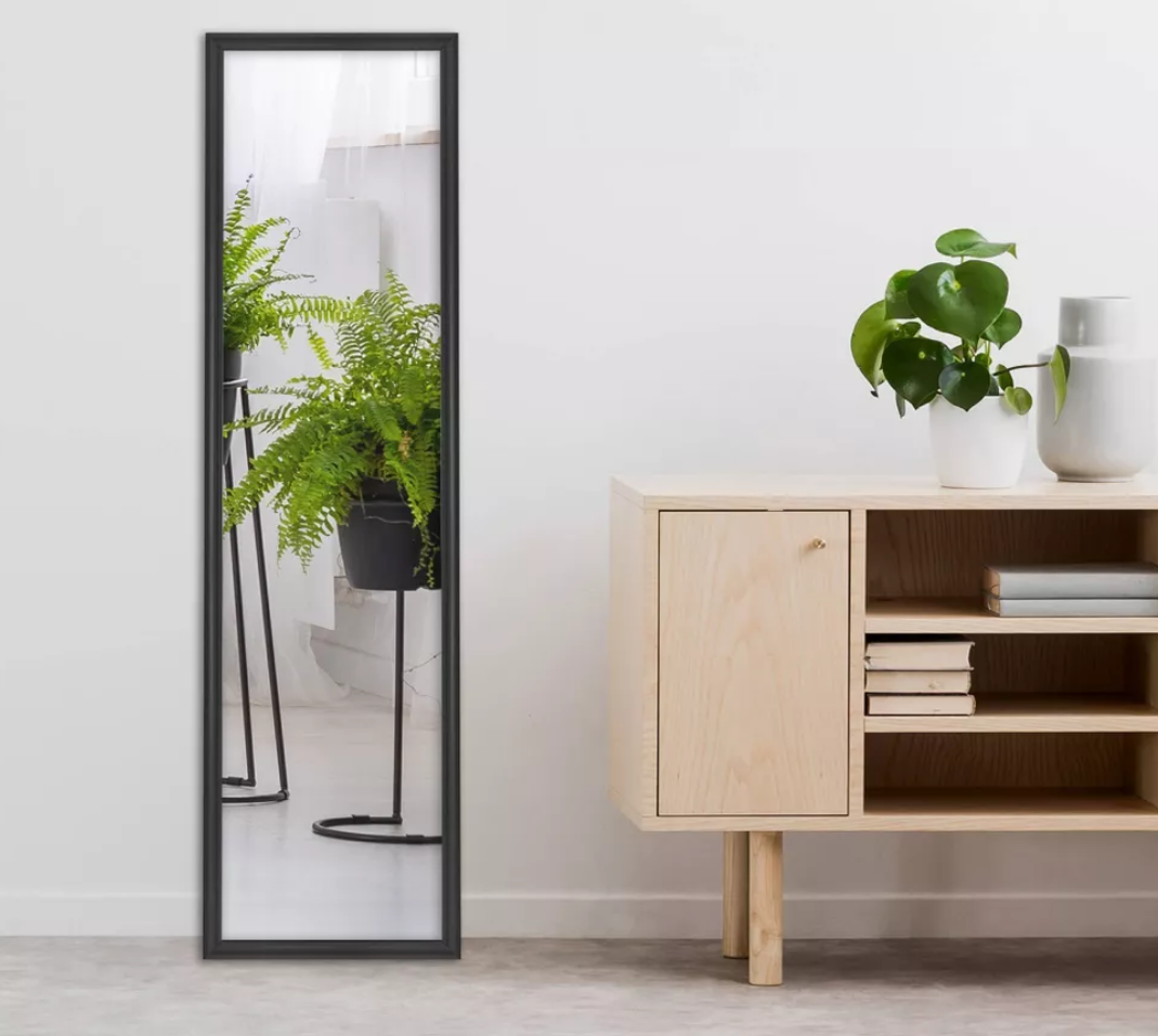 mirror next to a table