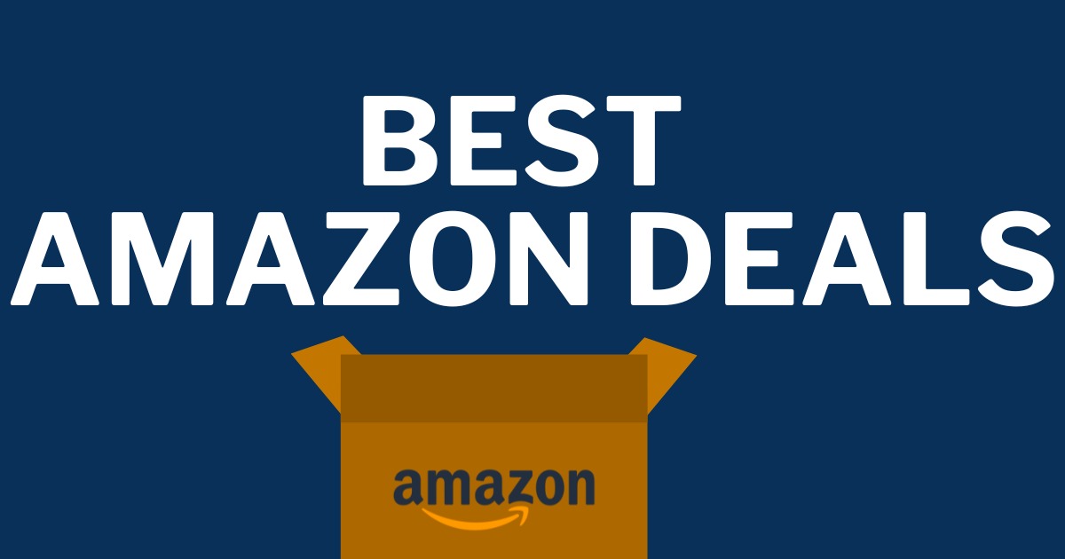 TOP AMAZON DEALS graphic that says best amazon deals with an image of an amazon box - The Freebie Guy