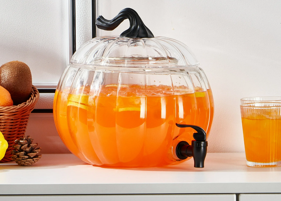 Way To Celebrate 1 5 Gallon Clear Pumpkin Glass Beverage Dispenser Pumpkin Glass Beverage Dispenser