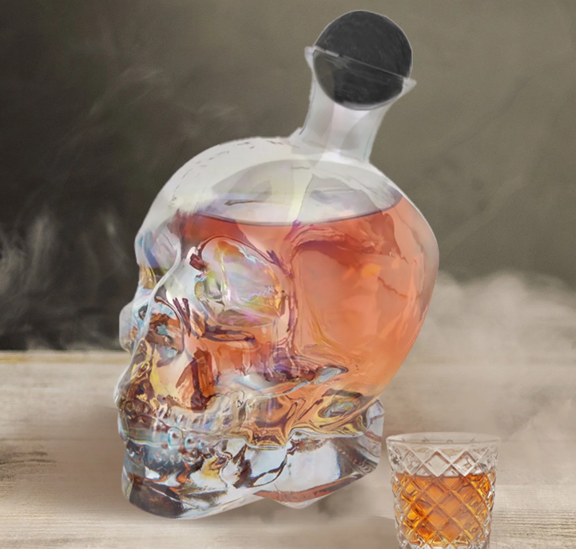 Way To Celebrate Glass Skull Shape Iridescent Decanter skull shaped decanter