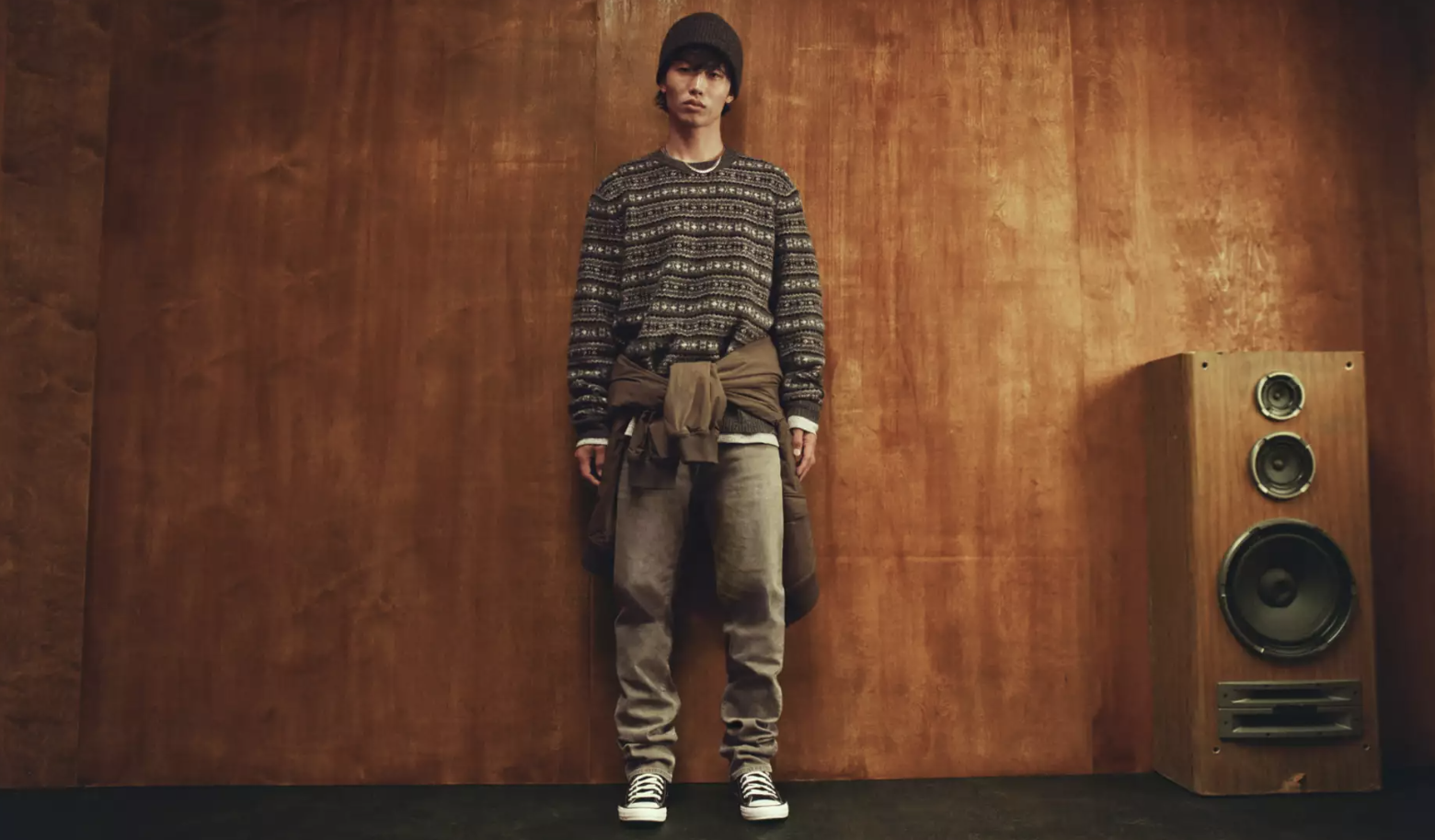 man wearing an American Eagle outfit