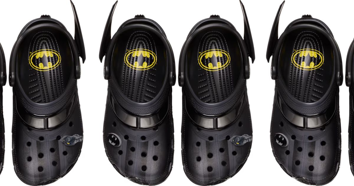 Batmobile Crocs row of Batman crocs