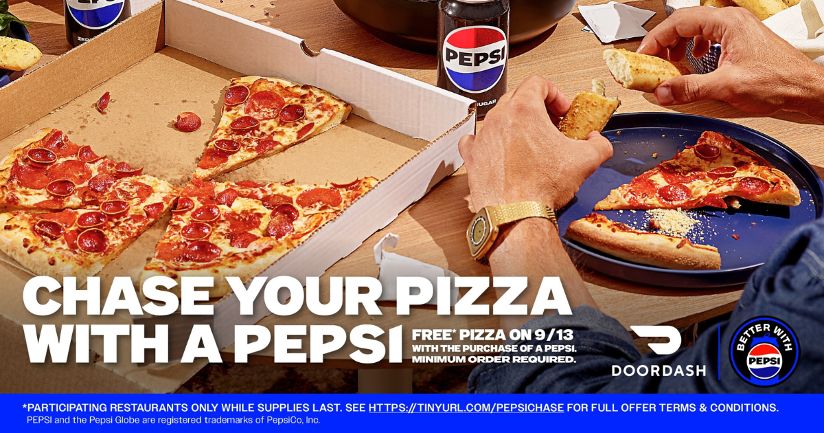 Free Pizza With Pepsi Purchase Through DoorDash Free Pizza With Pepsi Purchase Through DoorDash