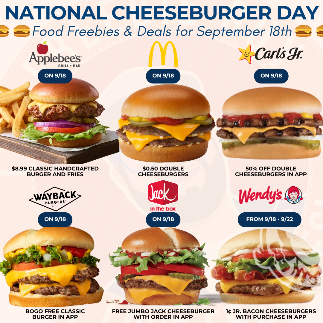 National Cheeseburger Day Food Freebies Deals