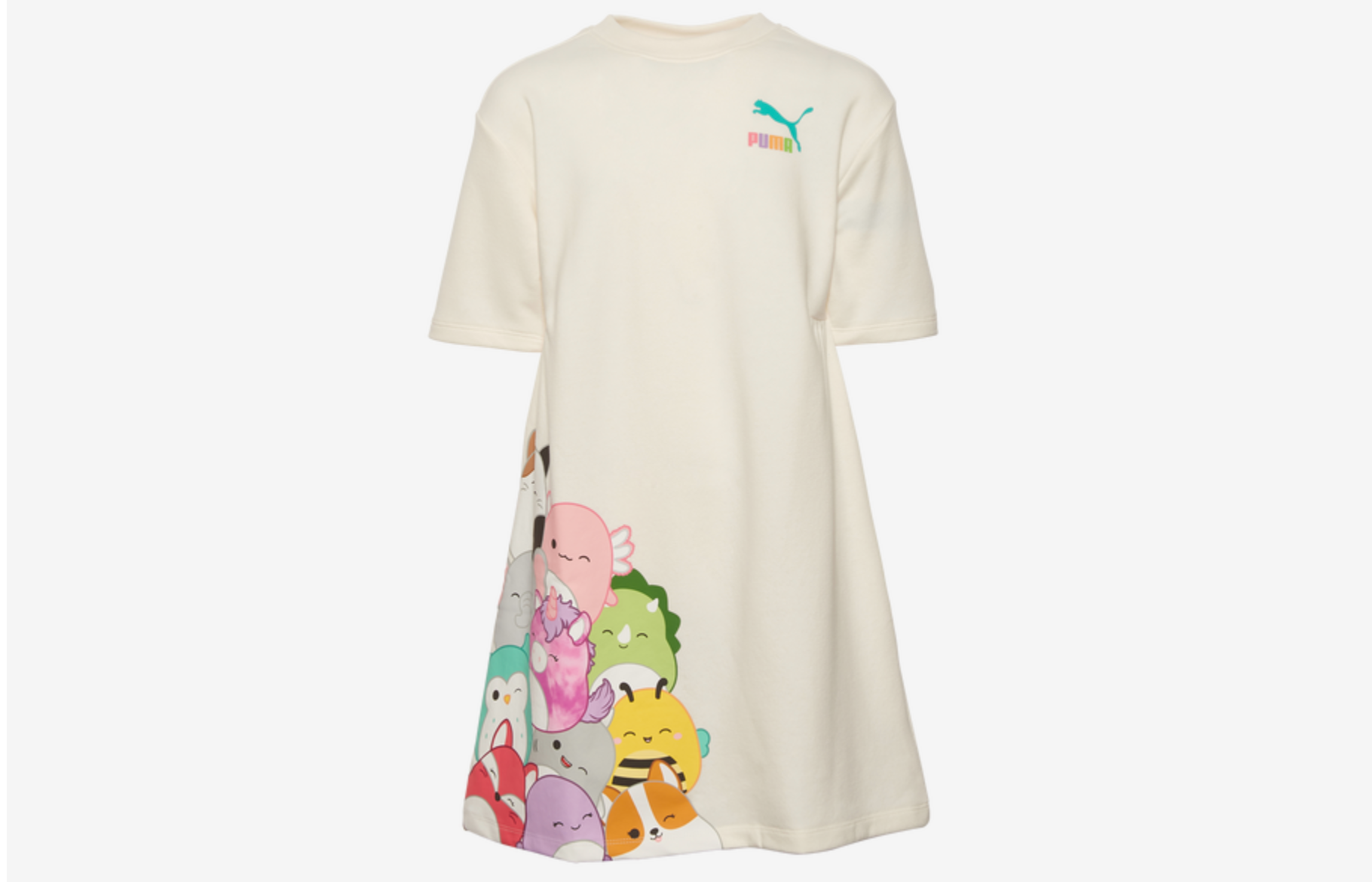 PUMA x Squishmallows French Terry S:S High Neck Dress dress with Squishmallows on it