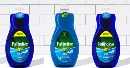 three bottles of Palmolive