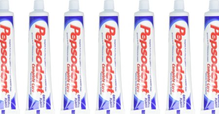 row of Pepsodent toothpastes