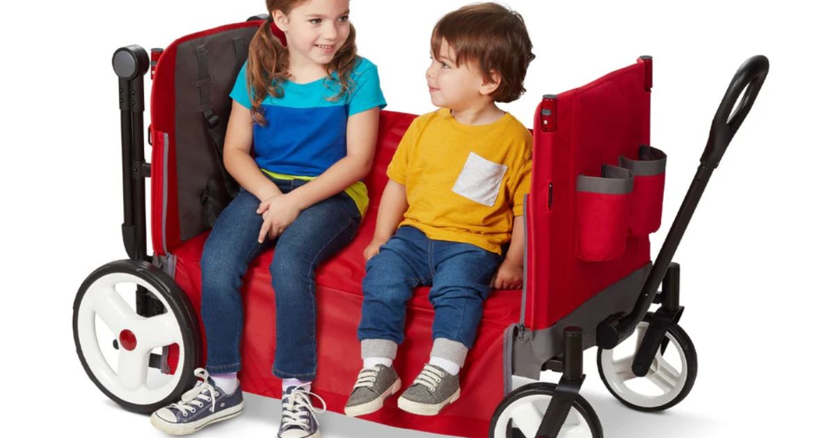 kids in a Radio Flyer wagon