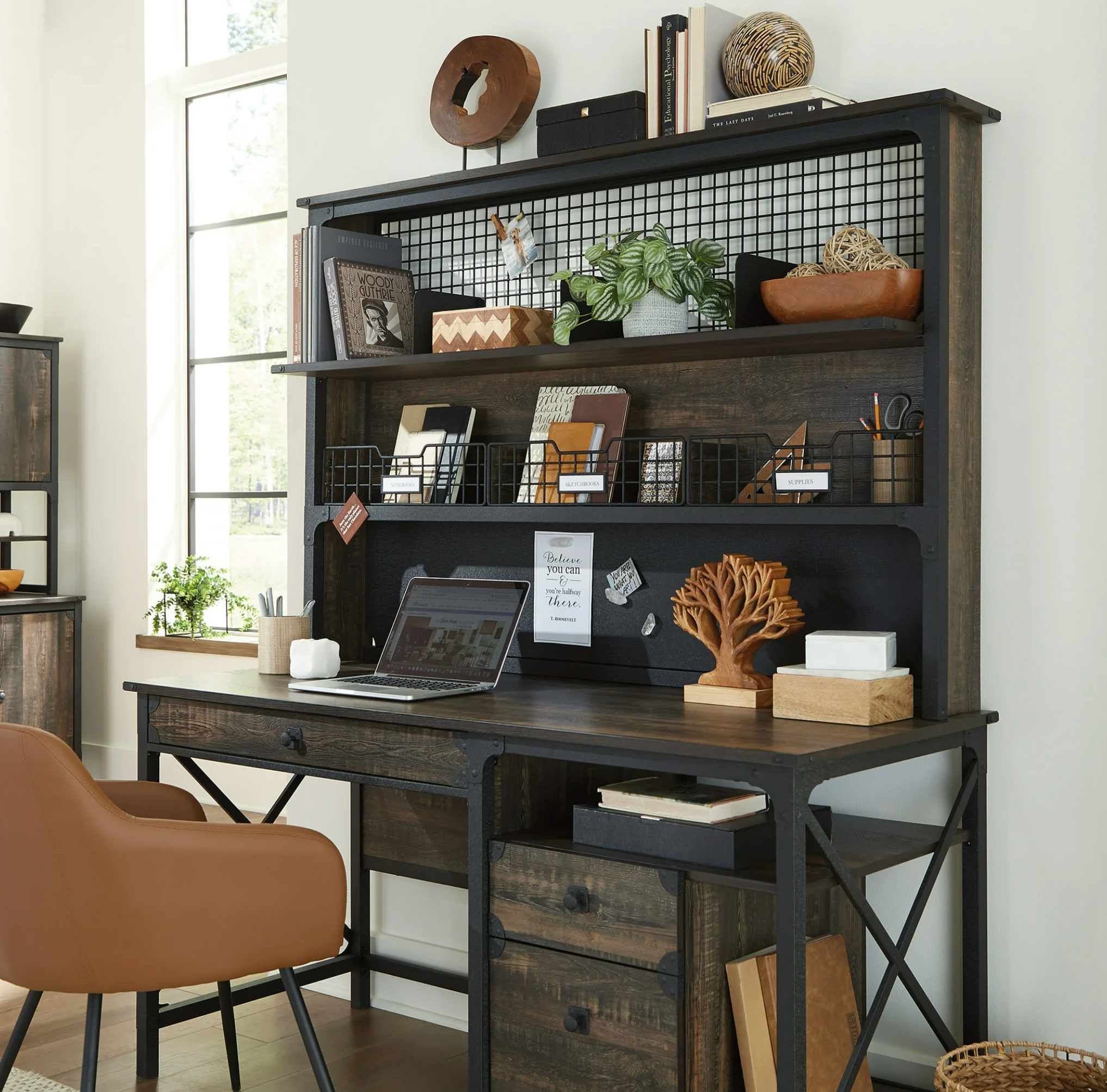 Sauder Steel River Engineered Wood Computer Hutch computer hutch