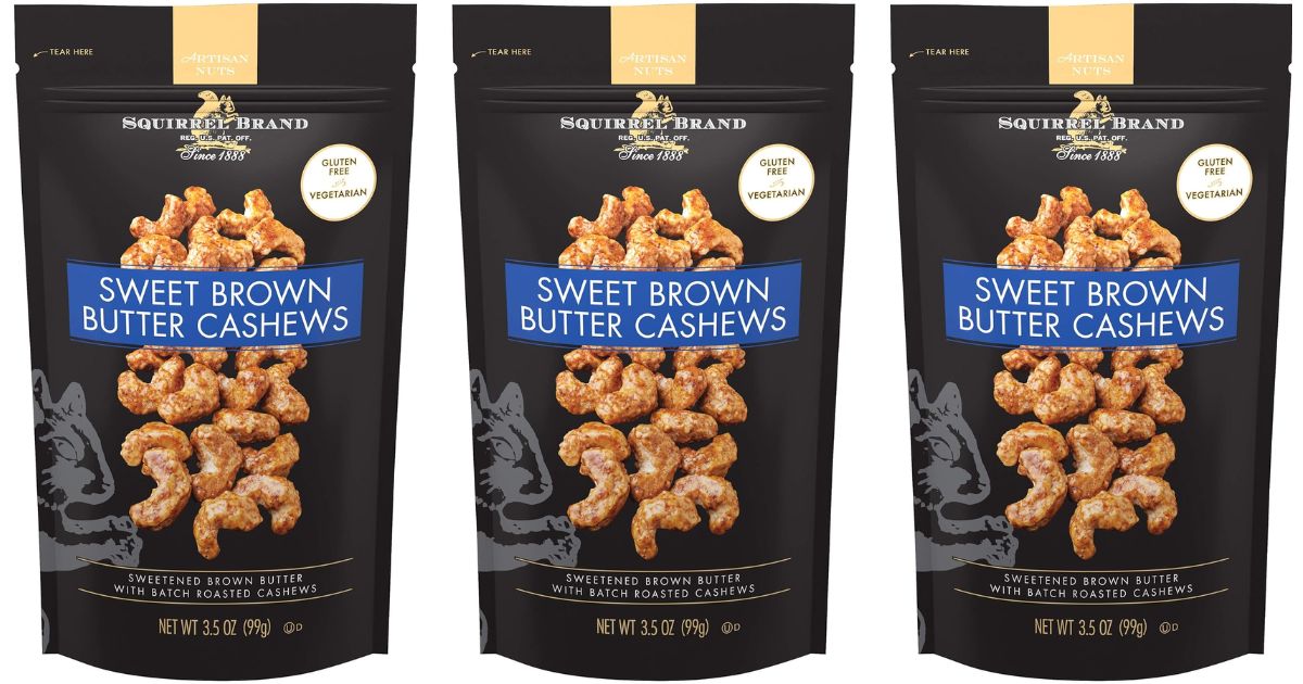 row of bags of cashews