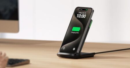 phone on a wireless charger