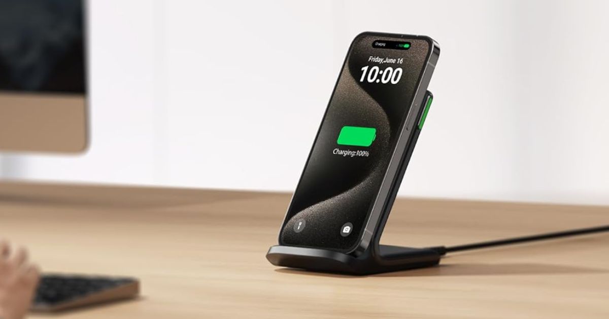 phone on a wireless charger