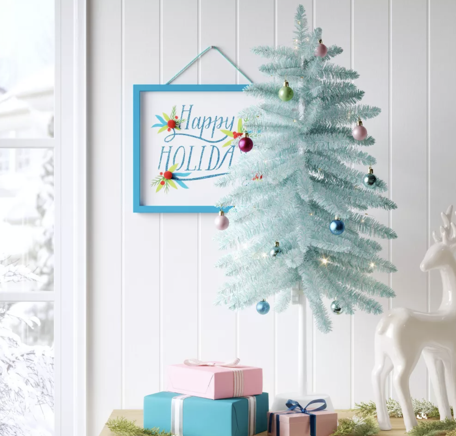 3 Pre lit Slim Icy Blue Tinsel Alpine Fir Mini Artificial Christmas Tree White LED Lights 3 Pre lit Slim Icy Blue Tinsel Alpine Fir Mini Artificial Christmas Tree White LED Lights