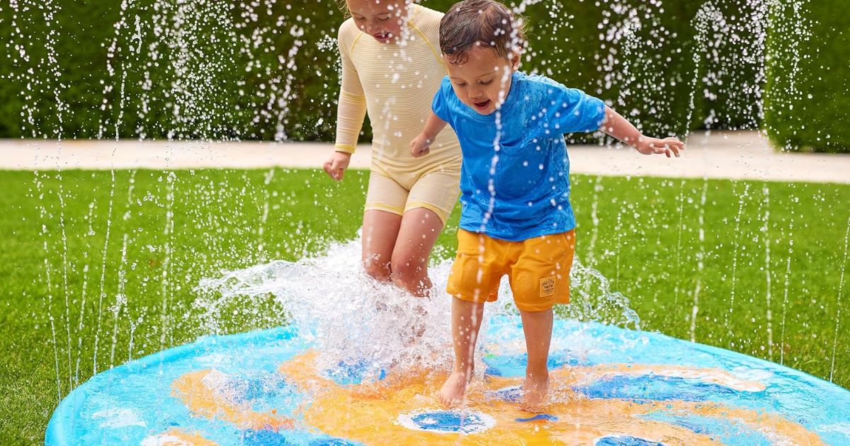 kids playing on a splash pad