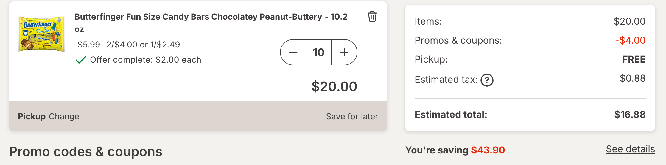 Butterfinger candy at Walgreens checkout