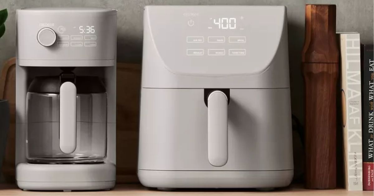 Cruxgg Air Fryer air fryer and a coffee maker on a counter