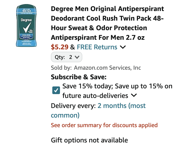 Degree Degree deodorant checkout