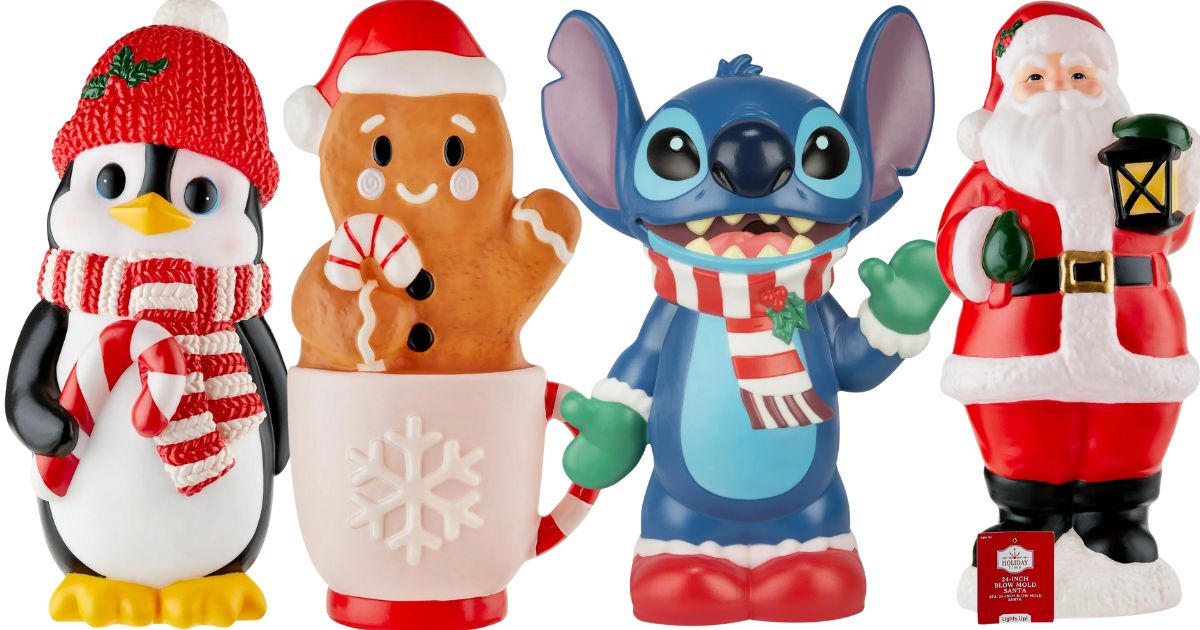 row of Holiday Blow Molds