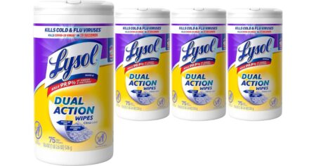 row of Lysol wipes