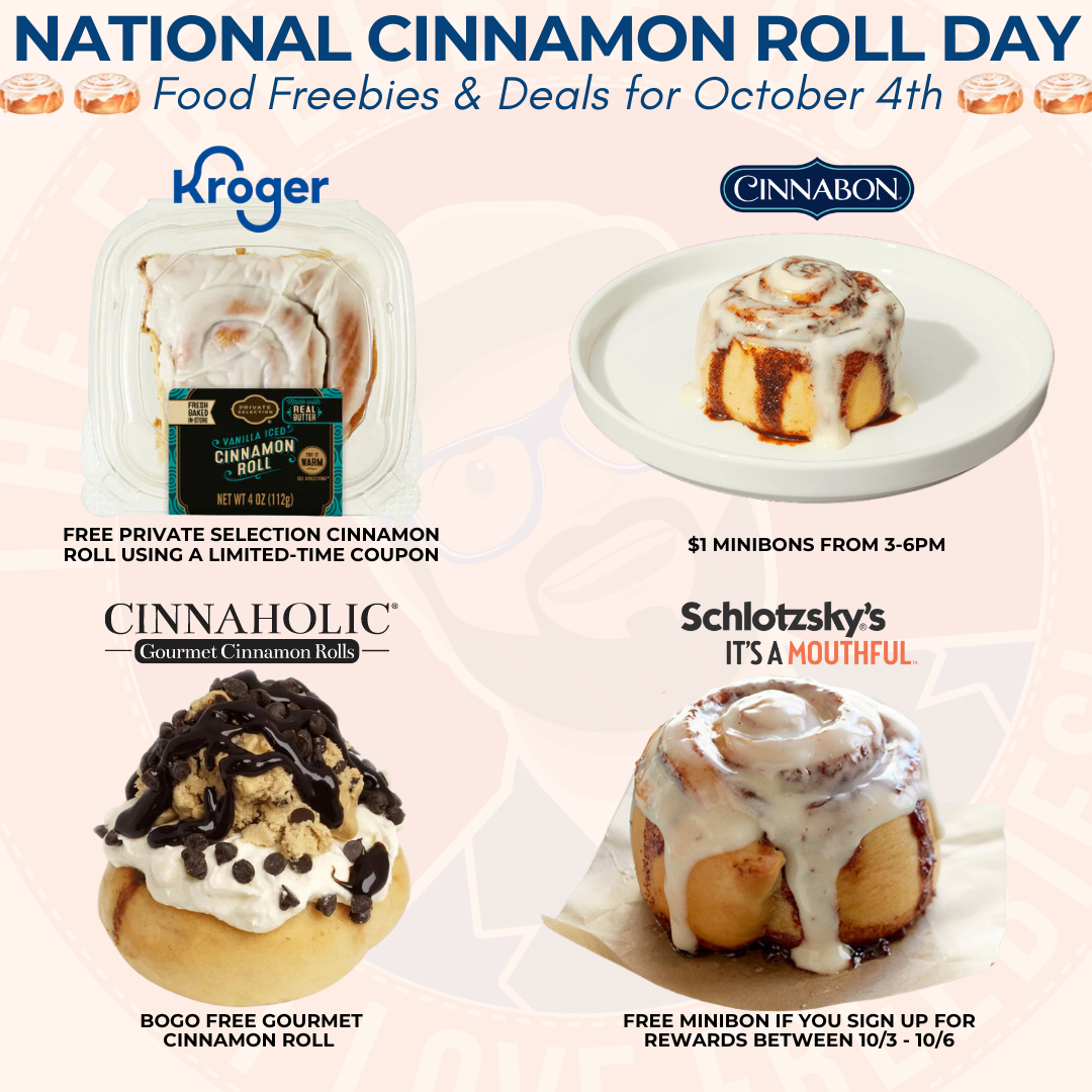 National Cinnamon Roll Day Food Freebies Deals National Cinnamon Roll Day Food Freebies Deals