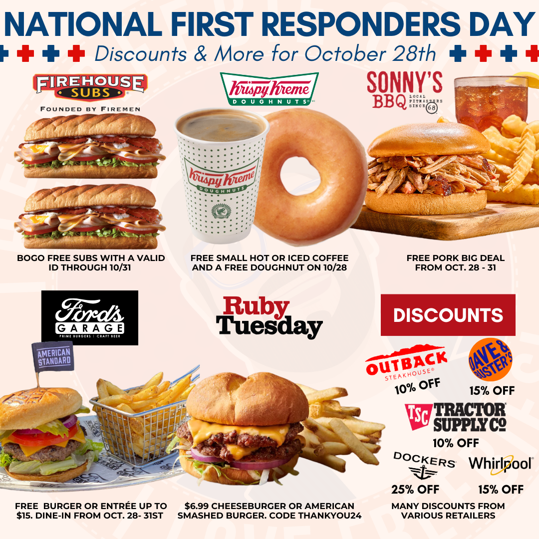 National First Responders Day Discounts More National First Responders Day Discounts More