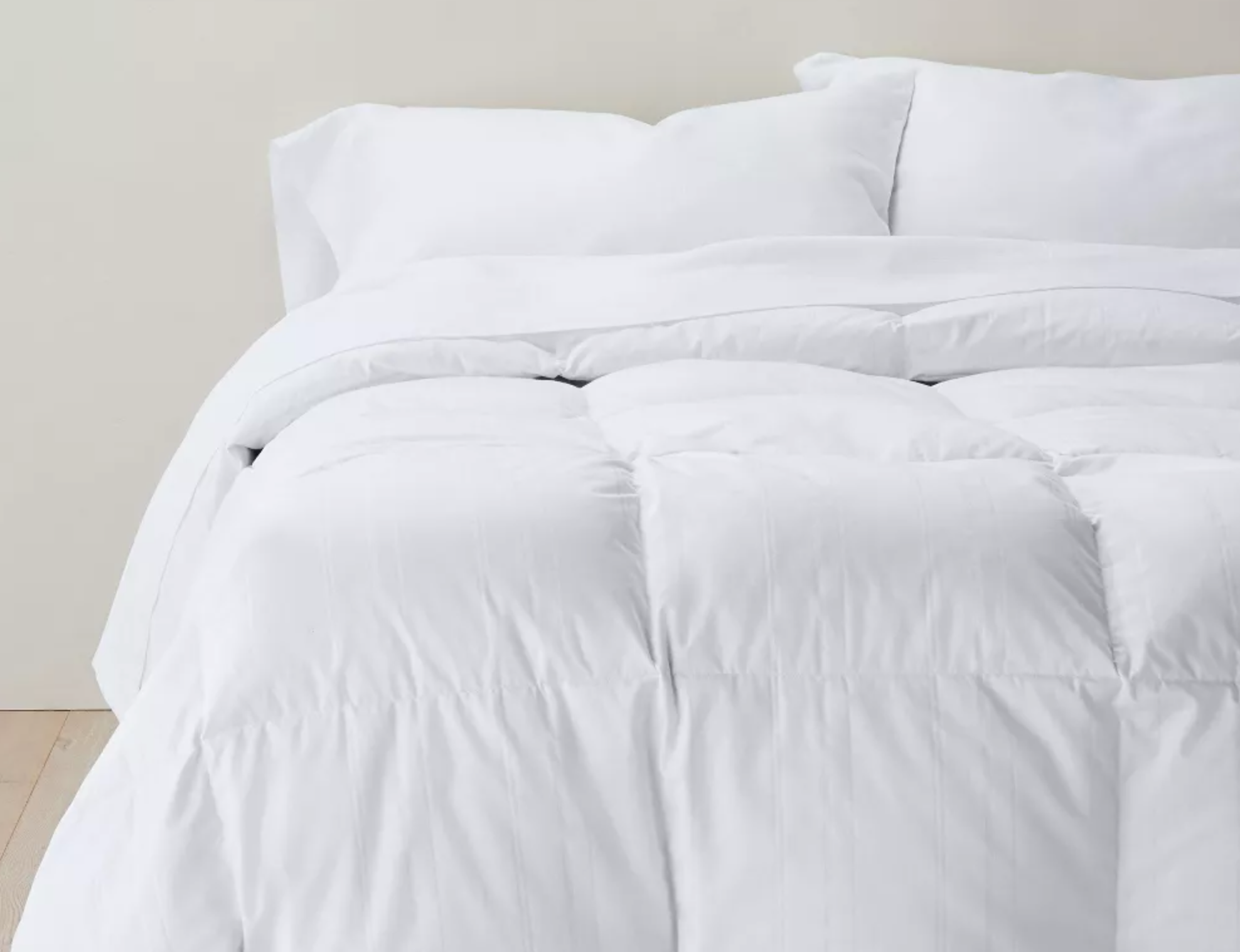 down comforter on a bed