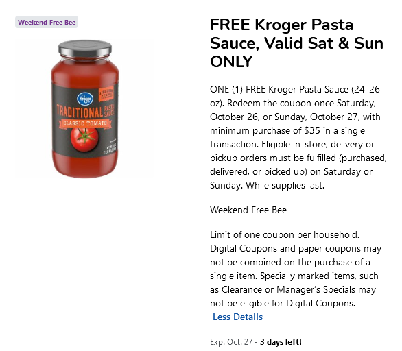 Free Kroger Pasta Sauce Coupon Details Free Kroger Pasta Sauce Coupon Details