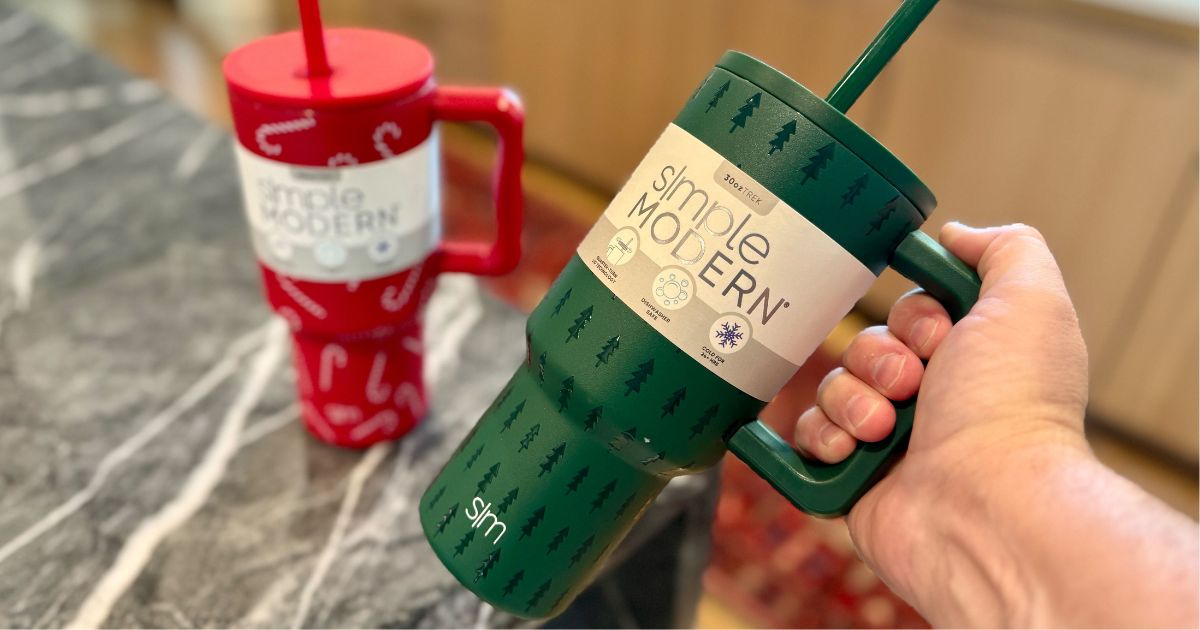 hand holding a Simple Modern Tumbler