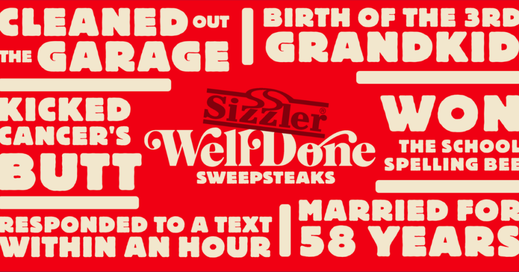 Sizzler Well Done Sweepstakes and Contest