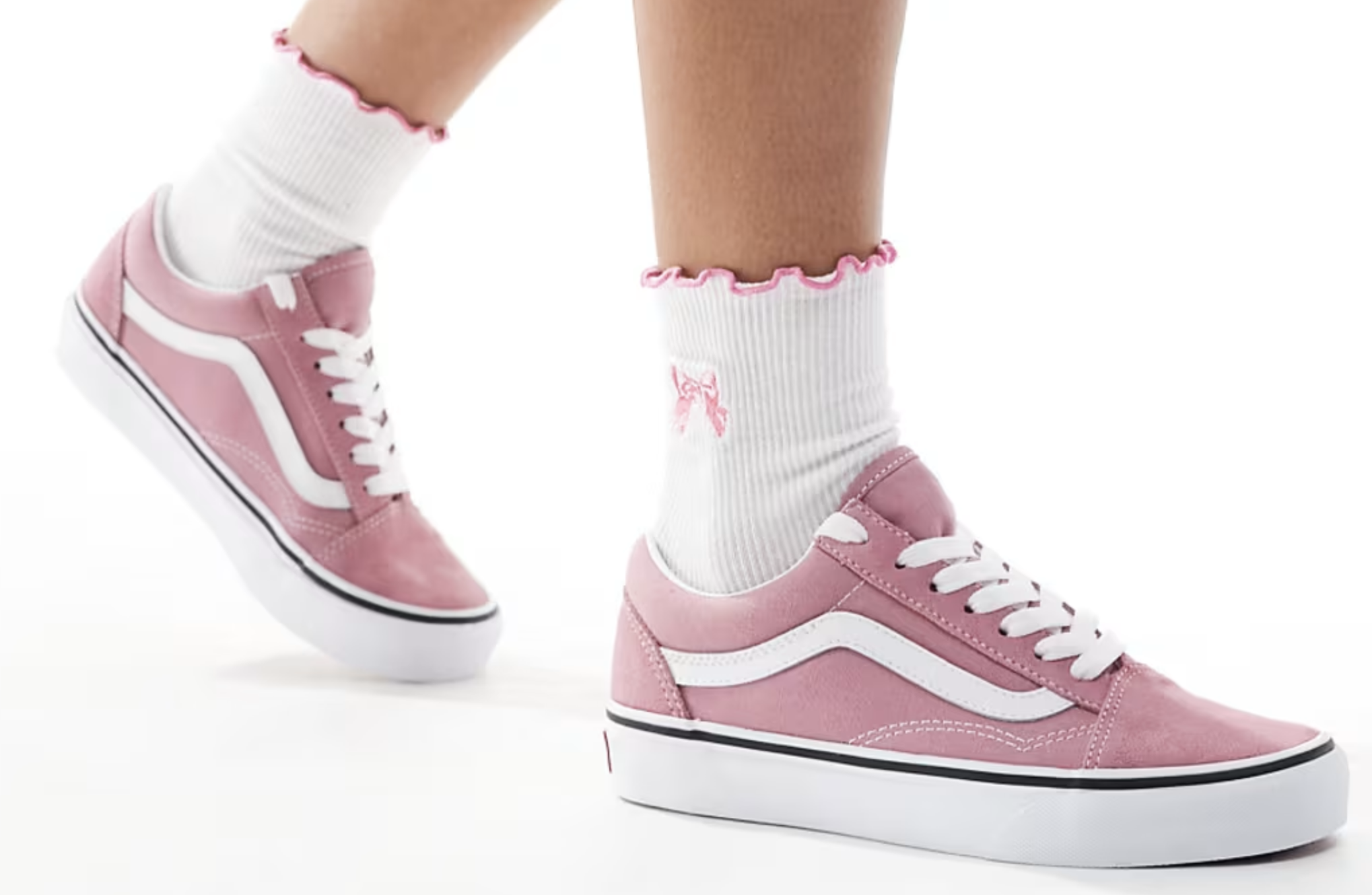 vans pink and white sneakers