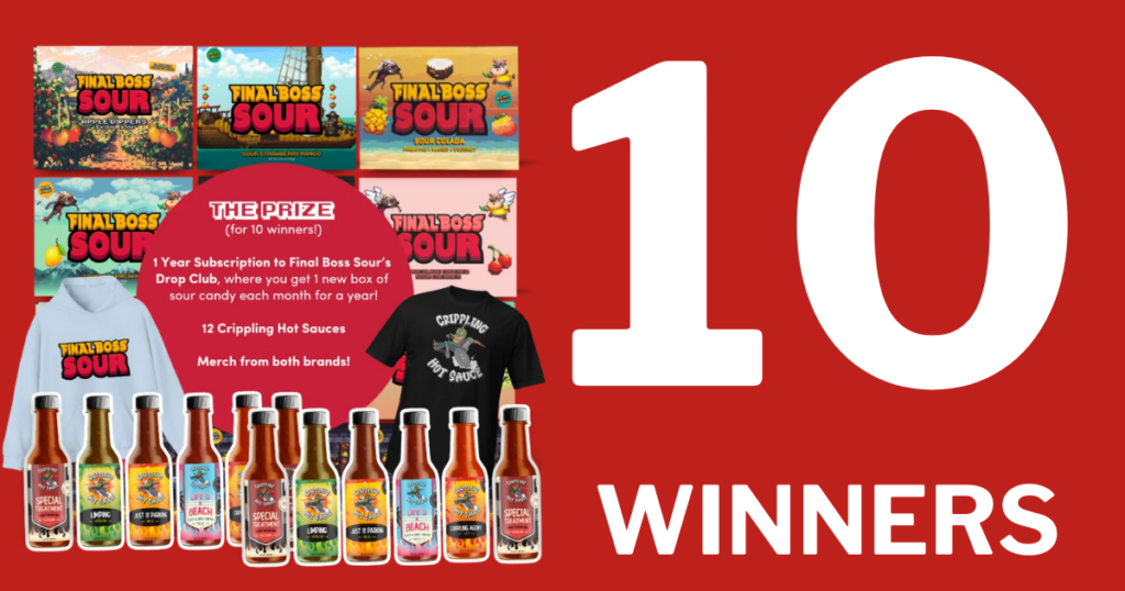 Final Boss Sour Crippling Hot Sauce Win a Year of Sour Spicy Giveaway