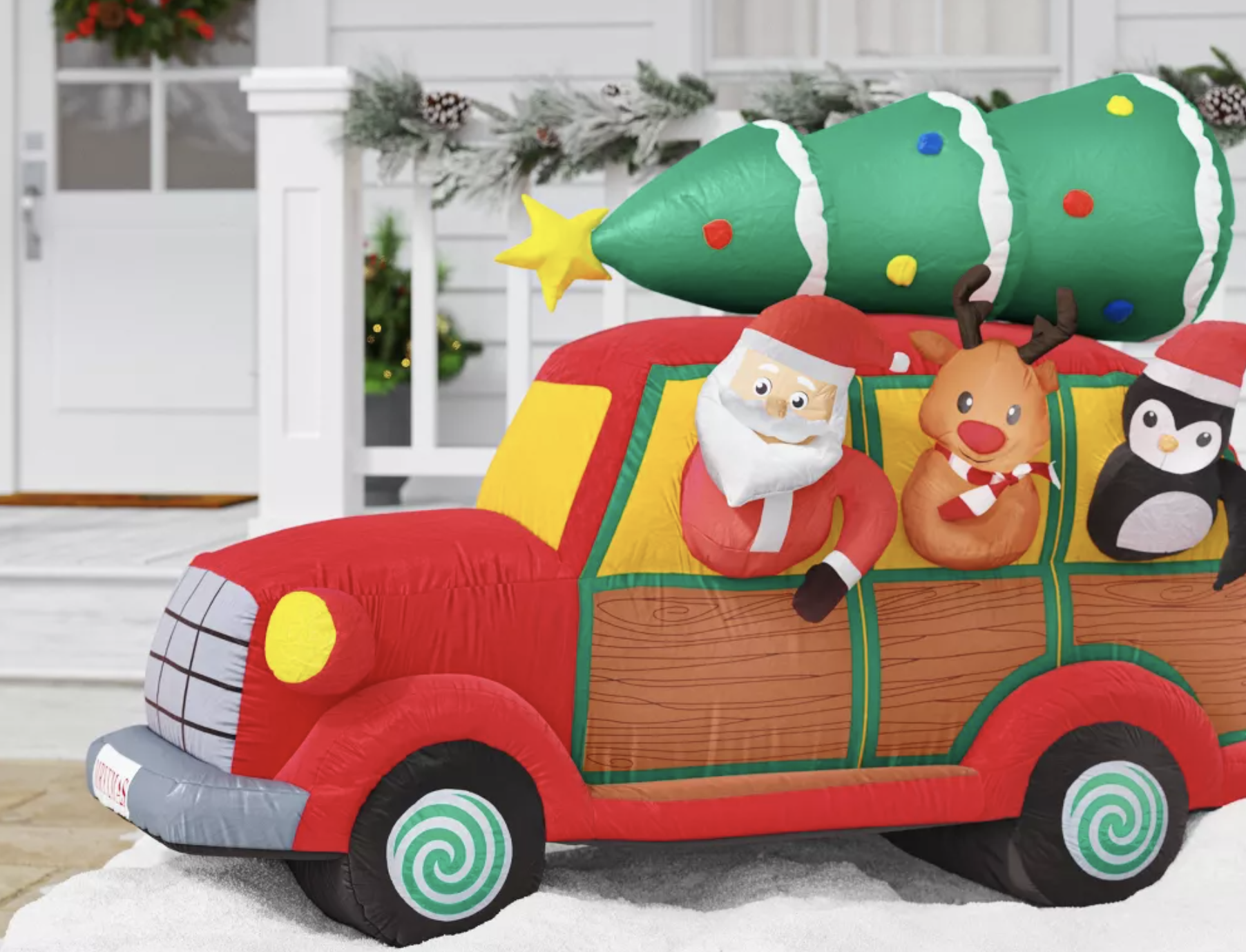8 Santa Driving Car Christmas Inflatable Decoration