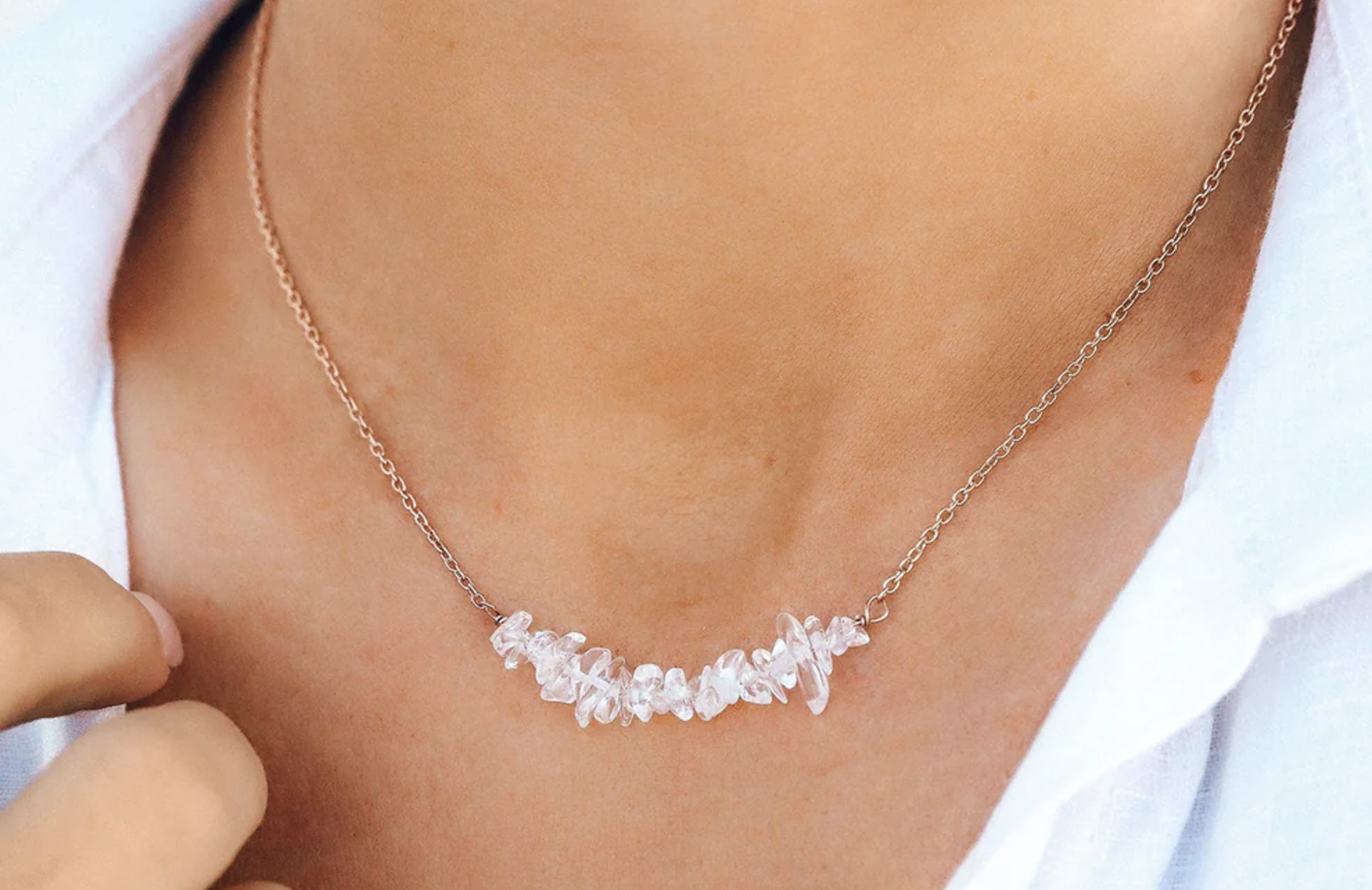 Clear Quartz Chip Choker Clear Quartz Chip Choker
