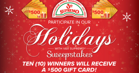 Holidays with V V Supremo Sweepstakes