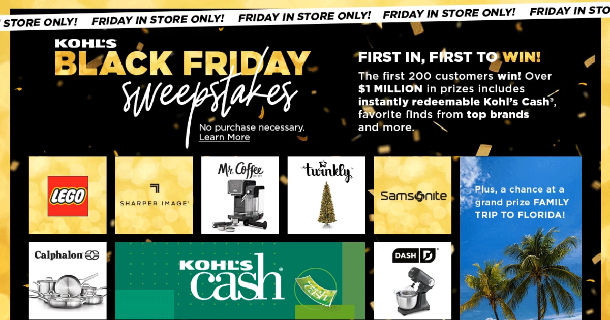 Kohl s Black Friday Sweepstakes Kohl s Black Friday Sweepstakes