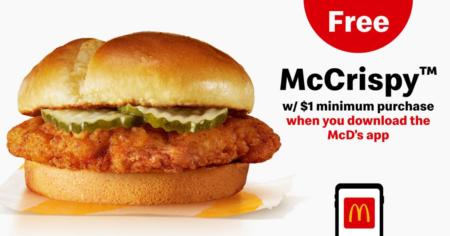 Free McCrispy at McDonalds for New Rewards Members