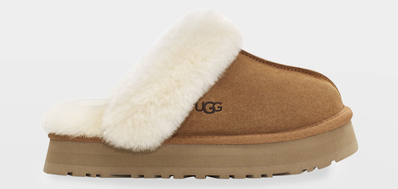 UGG Disquette Suede Shearling Platform Slippers UGG Disquette Suede Shearling Platform Slippers