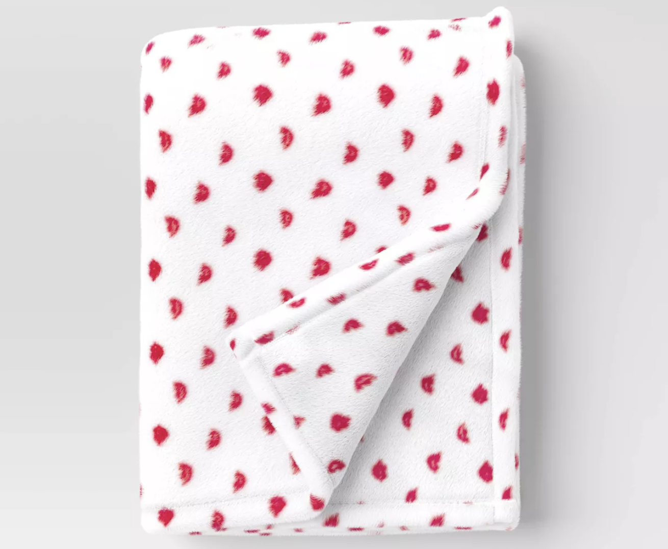 Recycled Poly Printed Lips Plush Throw Ivory:Red white and red throw blanket