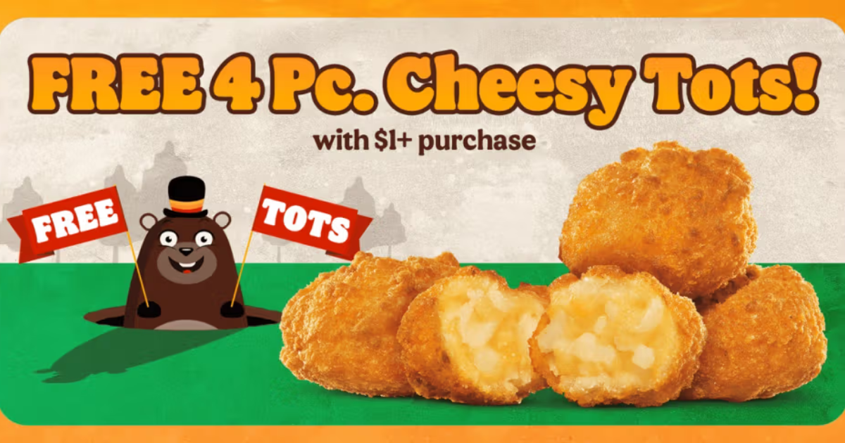 4pc Cheesy Tots at Burger King with $1 Purchase 4pc Cheesy Tots at Burger King with Purchase